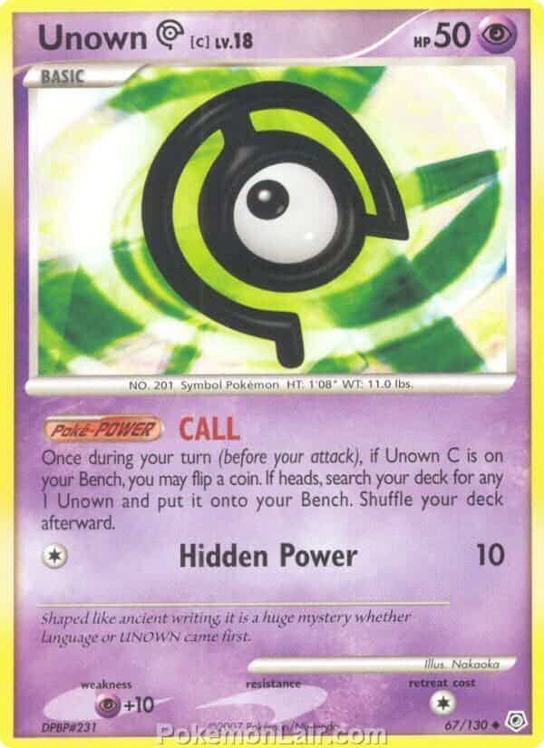 2007 Pokemon Trading Card Game Diamond and Pearl Base Price List – 67 Unown C