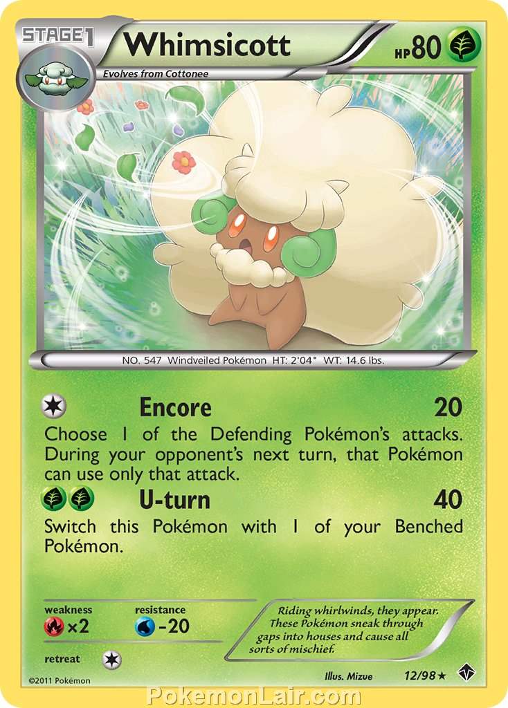 2011 Pokemon Trading Card Game Emerging Powers Price List – 12 Whimsicott