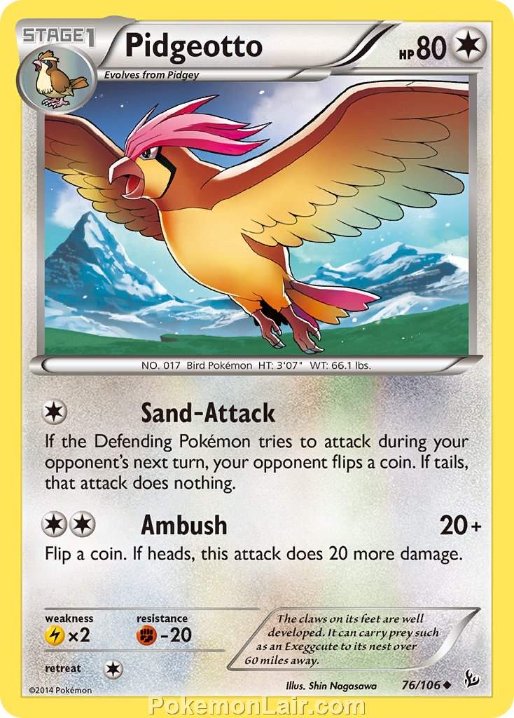 2014 Pokemon Trading Card Game Flashfire Price List – 76 Pidgeotto
