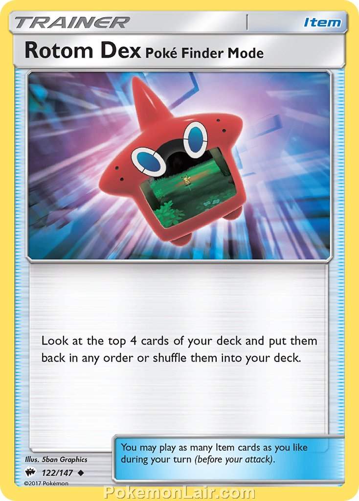 2017 Pokemon Trading Card Game Burning Shadows Price List – 122 Rotom Dex Poke Finder Mode