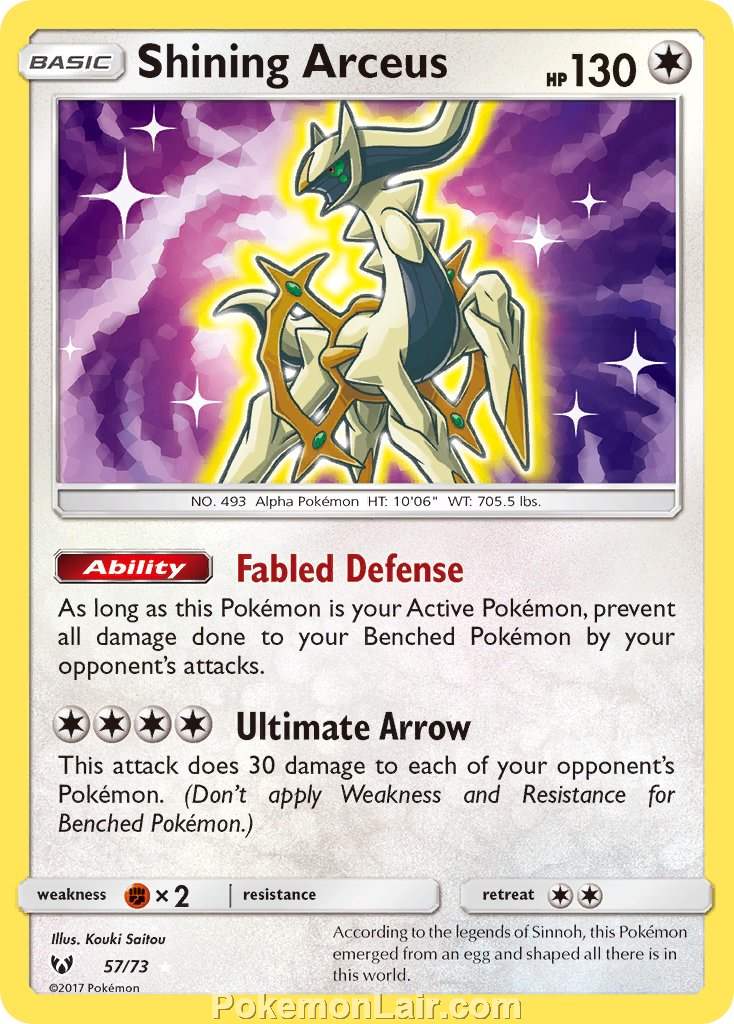 2017 Pokemon Trading Card Game Shining Legends Price List – 57 Shining Arceus