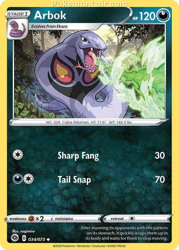 2020 Pokemon Trading Card Game Champions Path Price List 34 Arbok