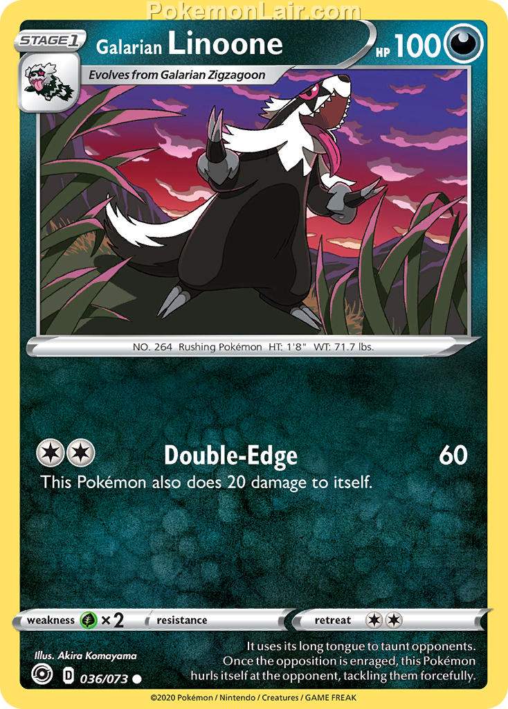 2020 Pokemon Trading Card Game Champions Path Price List 36 Galarian Linoone