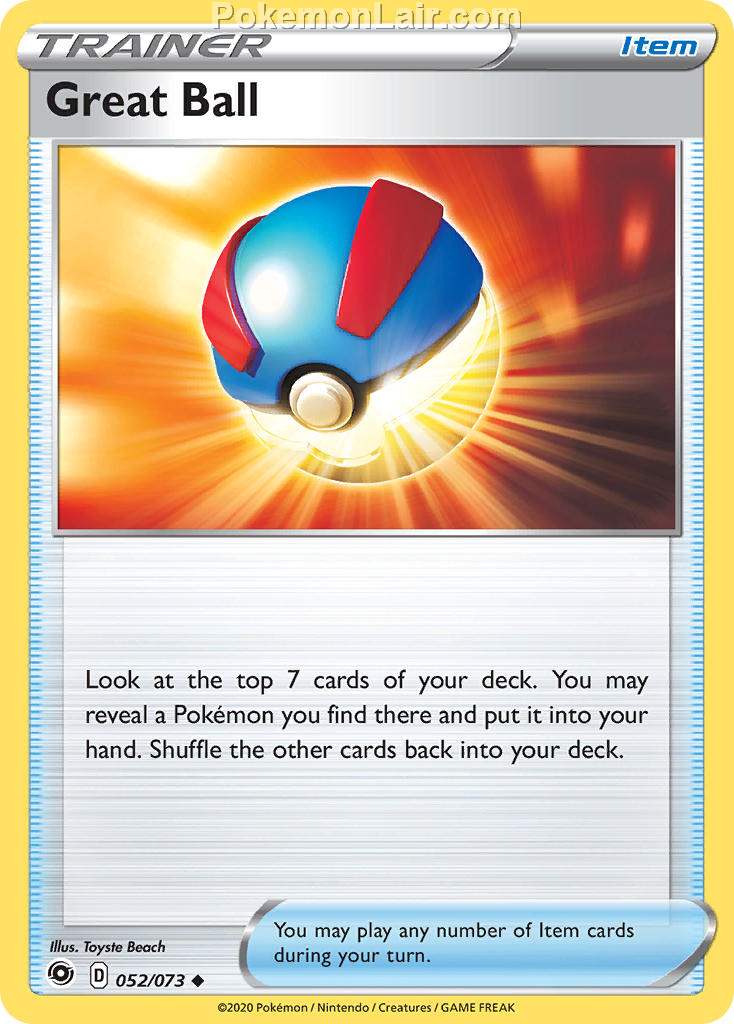 2020 Pokemon Trading Card Game Champions Path Price List 52 Great Ball