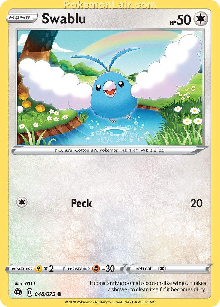 2020 Pokemon Trading Card Game Champions Path Set List 48 Swablu