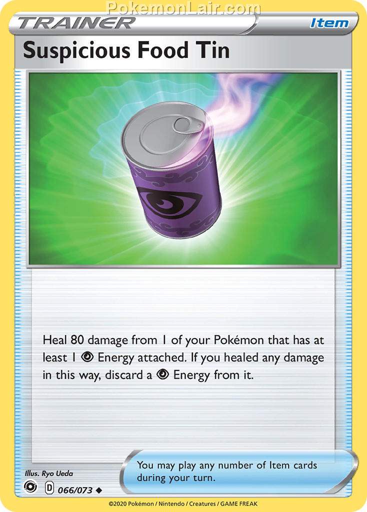 2020 Pokemon Trading Card Game Champions Path Set List 66 Suspicious Food Tin