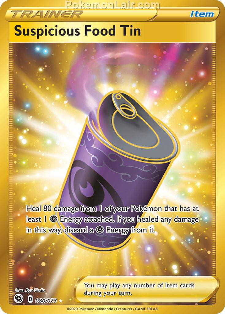 2020 Pokemon Trading Card Game Champions Path Set List 80 Suspicious Food Tin