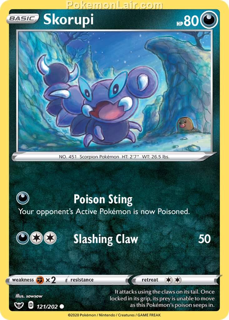 2020 Pokemon Trading Card Game Sword Shield 1st Price List – 121 Skorupi
