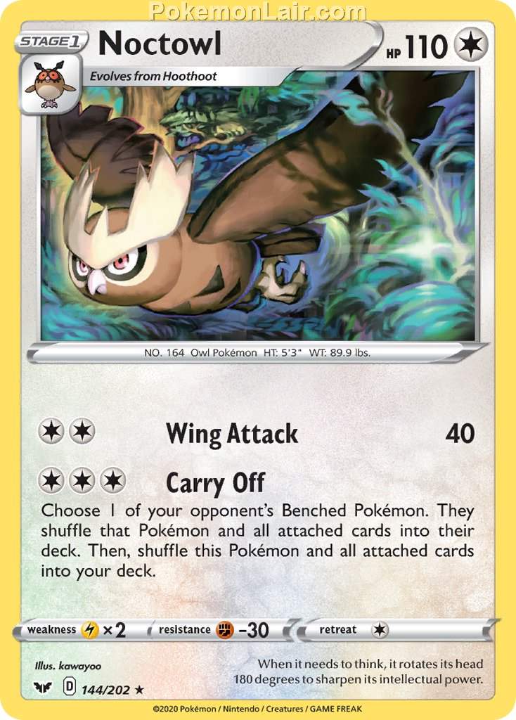 2020 Pokemon Trading Card Game Sword Shield 1st Price List – 144 Noctowl