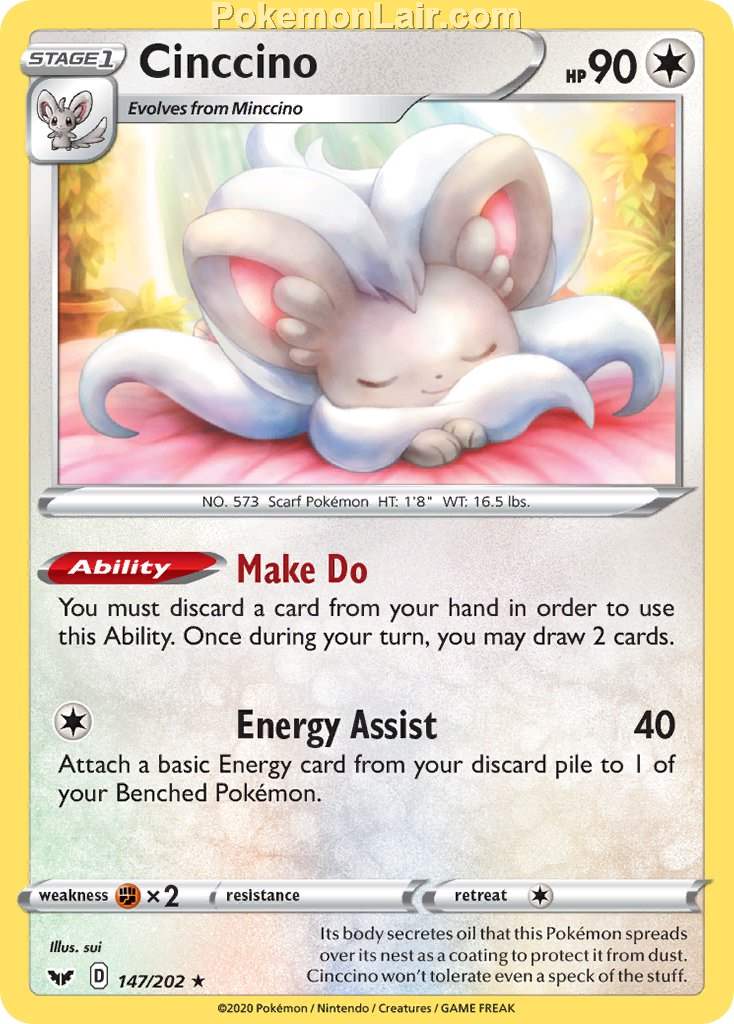 2020 Pokemon Trading Card Game Sword Shield 1st Price List – 147 Cinccino