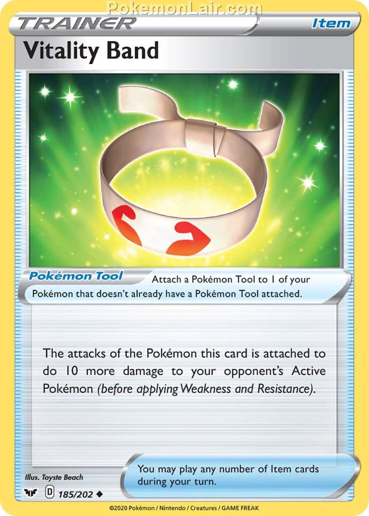 2020 Pokemon Trading Card Game Sword Shield 1st Price List – 185 Vitality Band