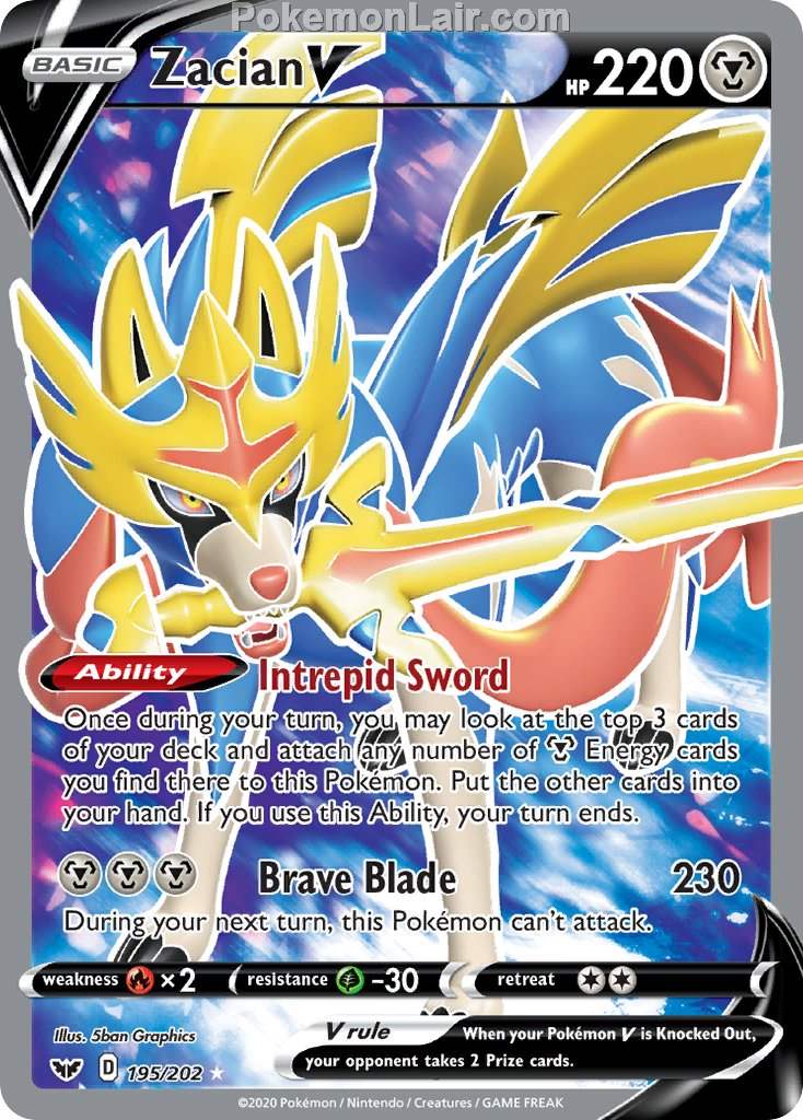 2020 Pokemon Trading Card Game Sword Shield 1st Price List – 195 Zacian V