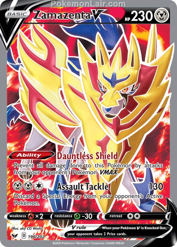 2020 Pokemon Trading Card Game Sword Shield 1st Price List – 196 Zamazenta V