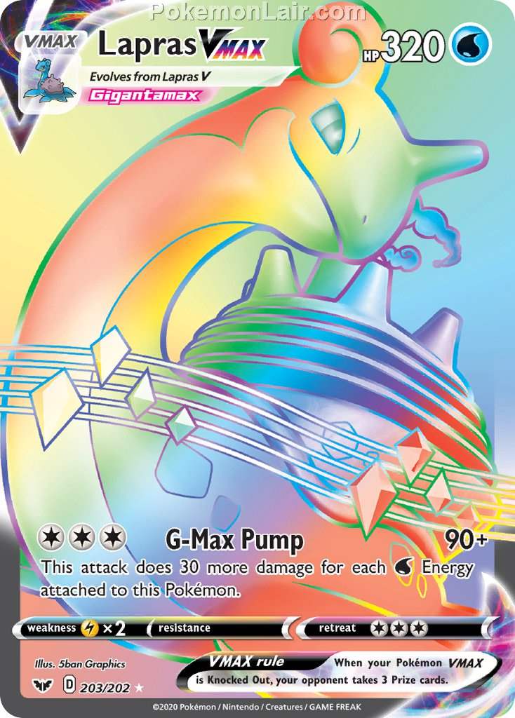 2020 Pokemon Trading Card Game Sword Shield 1st Price List – 203 Lapras VMAX