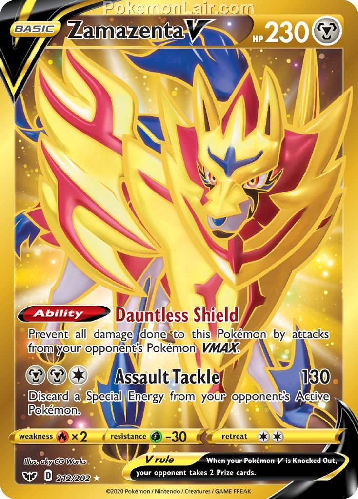 2020 Pokemon Trading Card Game Sword Shield 1st Price List – 212 Zamazenta V