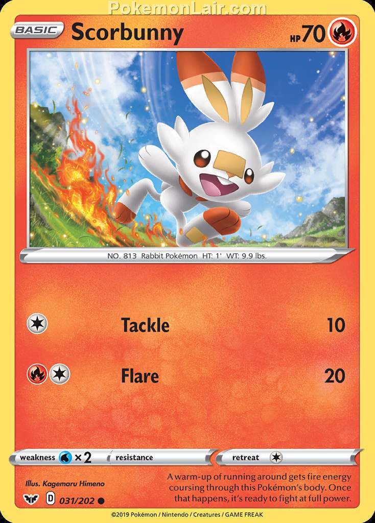 2020 Pokemon Trading Card Game Sword Shield 1st Price List – 31 Scorbunny