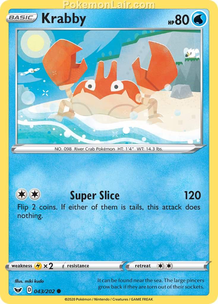 2020 Pokemon Trading Card Game Sword Shield 1st Price List – 43 Krabby