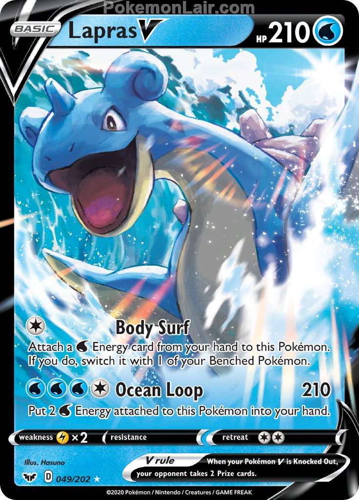 2020 Pokemon Trading Card Game Sword Shield 1st Price List – 49 Lapras V