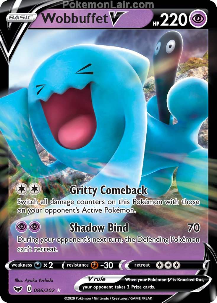 2020 Pokemon Trading Card Game Sword Shield 1st Price List – 86 Wobbuffet V