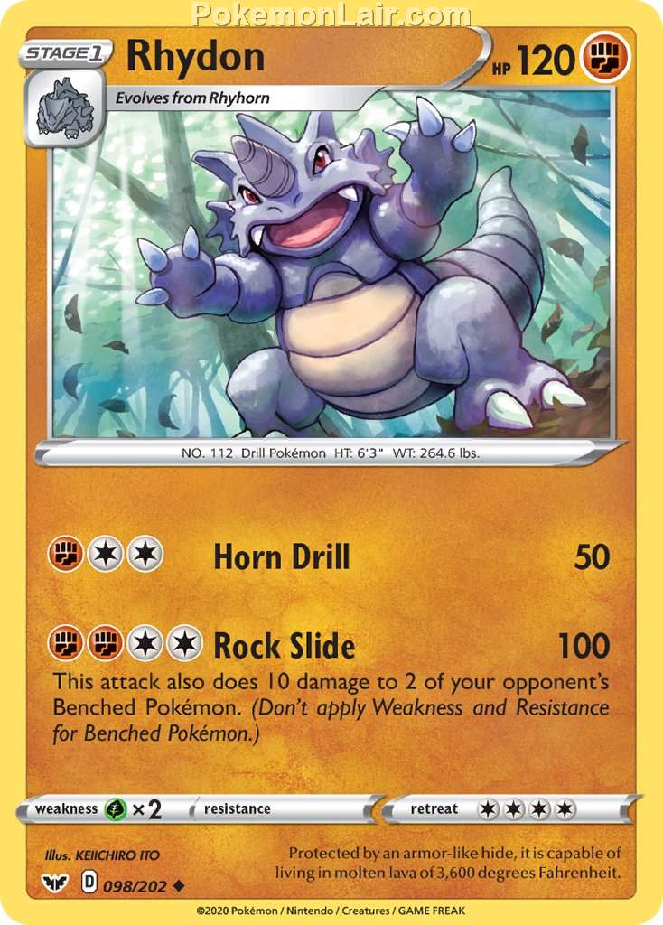 2020 Pokemon Trading Card Game Sword Shield 1st Price List – 98 Rhydon