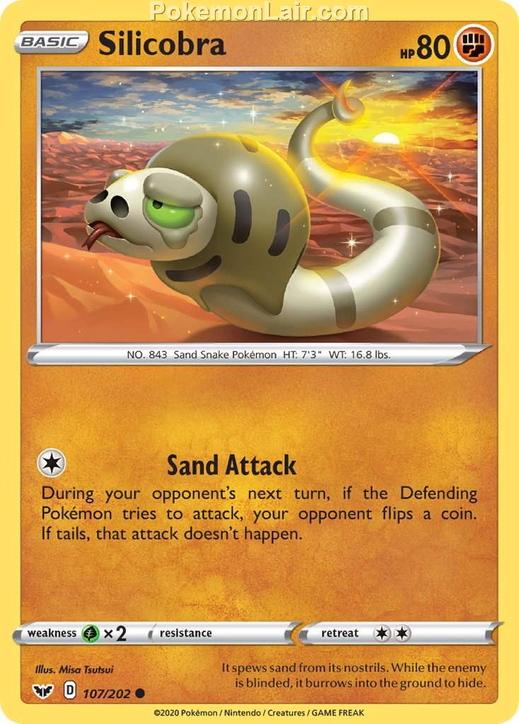 2020 Pokemon Trading Card Game Sword Shield 1st Set List – 107 Silicobra