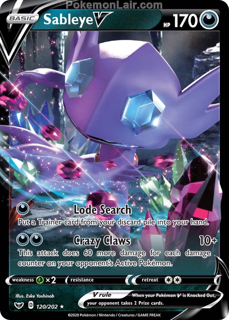 2020 Pokemon Trading Card Game Sword Shield 1st Set List – 120 Sableye V