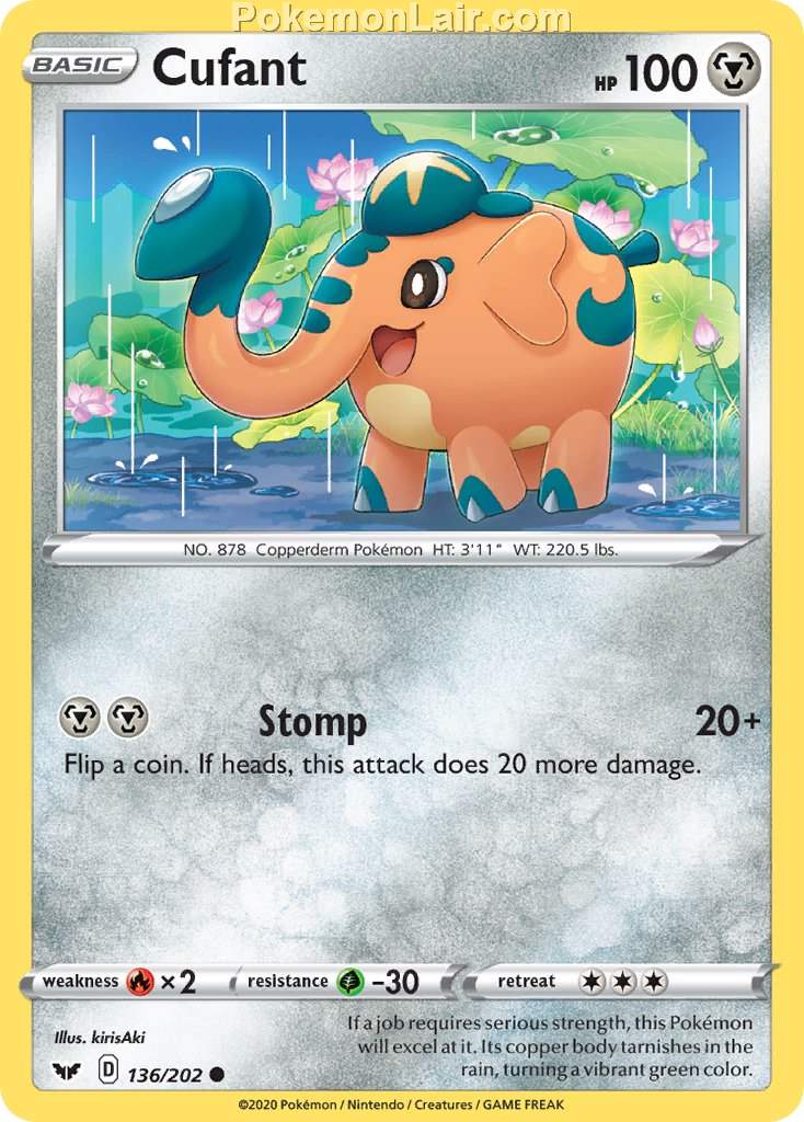 2020 Pokemon Trading Card Game Sword Shield 1st Set List – 136 Cufant