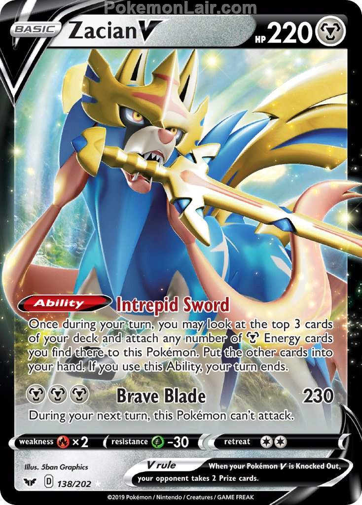 2020 Pokemon Trading Card Game Sword Shield 1st Set List – 138 Zacian V