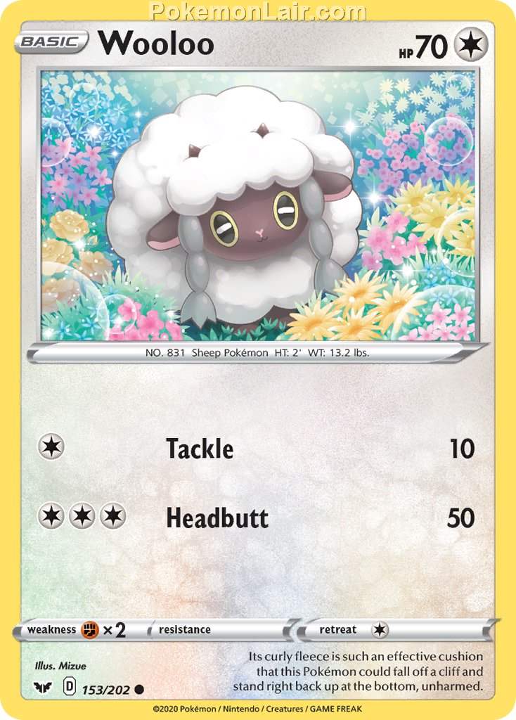 2020 Pokemon Trading Card Game Sword Shield 1st Set List – 153 Wooloo