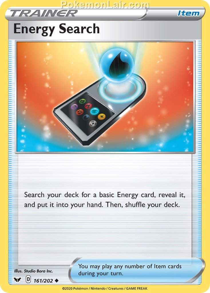 2020 Pokemon Trading Card Game Sword Shield 1st Set List – 161 Energy Search