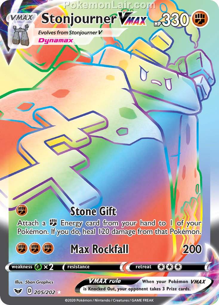 2020 Pokemon Trading Card Game Sword Shield 1st Set List – 205 Stonjourner VMAX