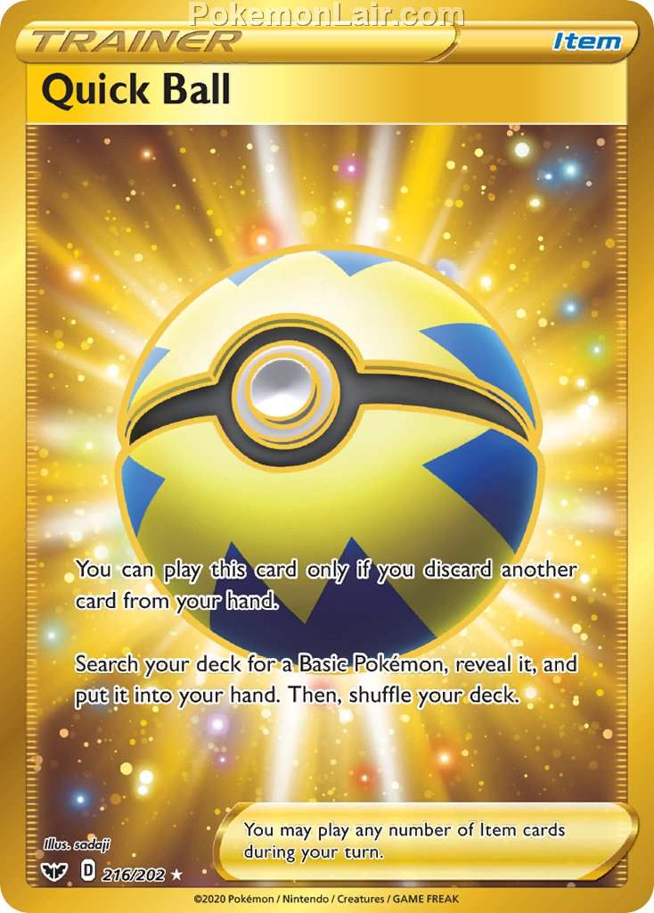 2020 Pokemon Trading Card Game Sword Shield 1st Set List – 216 Quick Ball