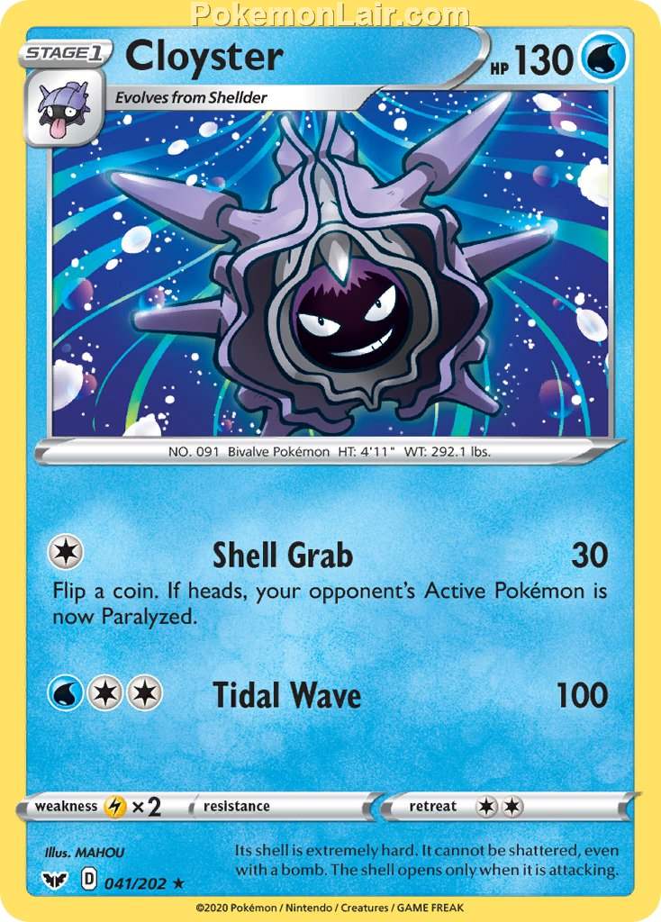 2020 Pokemon Trading Card Game Sword Shield 1st Set List – 41 Cloyster