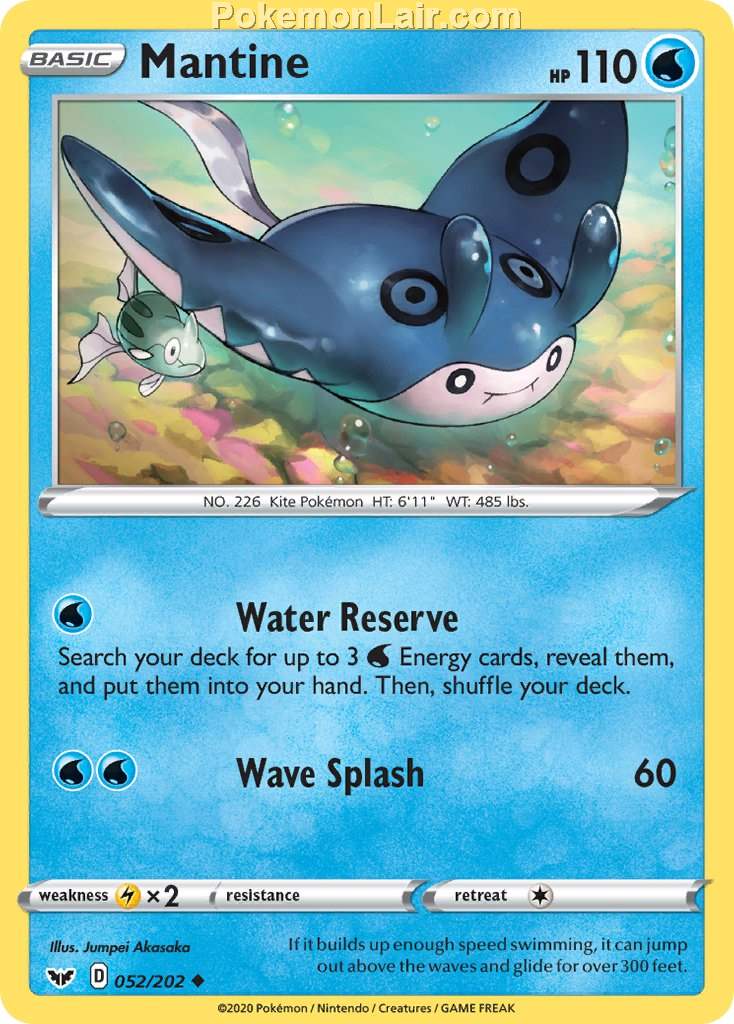 2020 Pokemon Trading Card Game Sword Shield 1st Set List – 52 Mantine