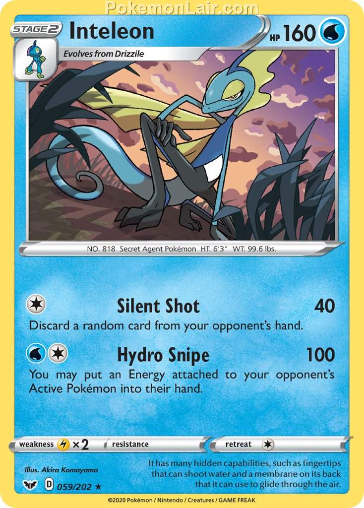 2020 Pokemon Trading Card Game Sword Shield 1st Set List – 59 Inteleon