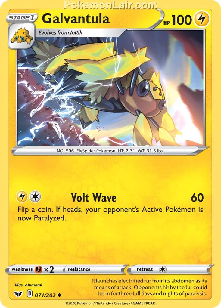 2020 Pokemon Trading Card Game Sword Shield 1st Set List – 71 Galvantula