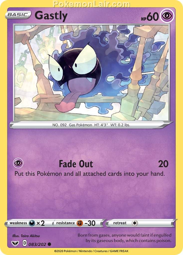 2020 Pokemon Trading Card Game Sword Shield 1st Set List – 83 Gastly