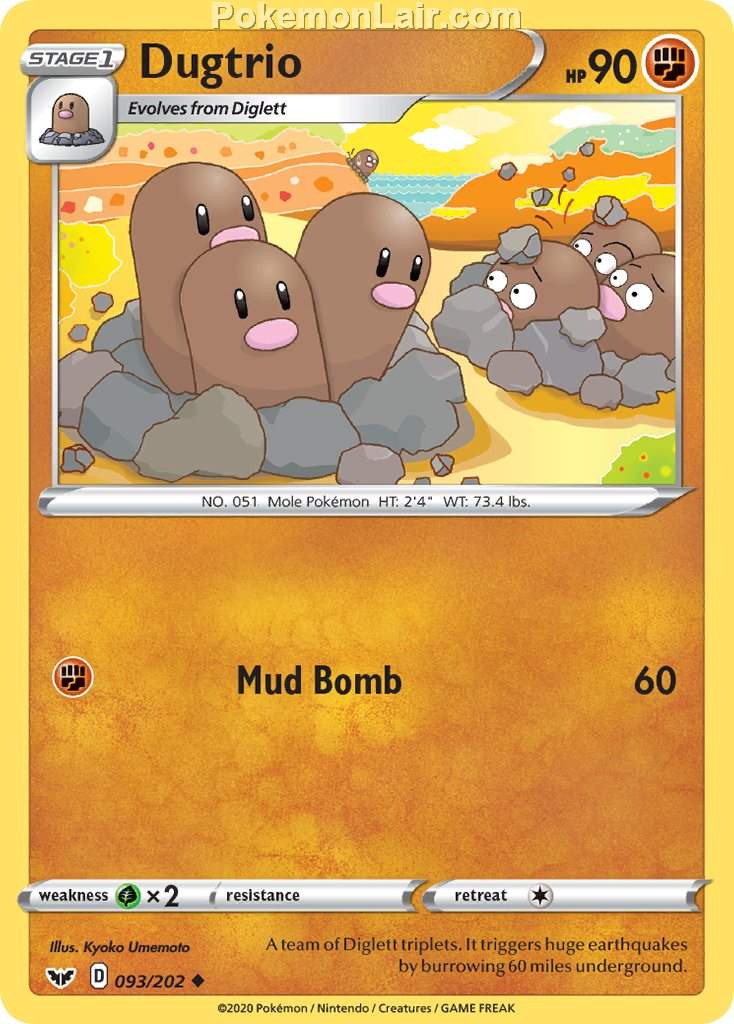 2020 Pokemon Trading Card Game Sword Shield 1st Set List – 93 Dugtrio