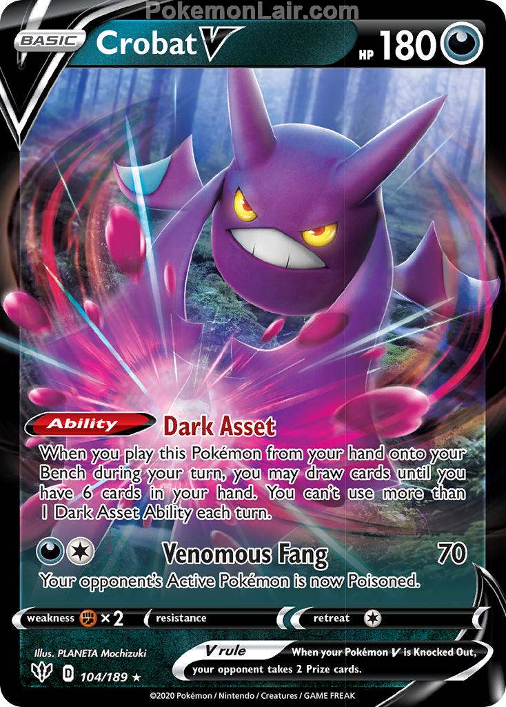 2020 Pokemon Trading Card Game Sword Shield – Darkness Ablaze Price List – 104 Crobat V