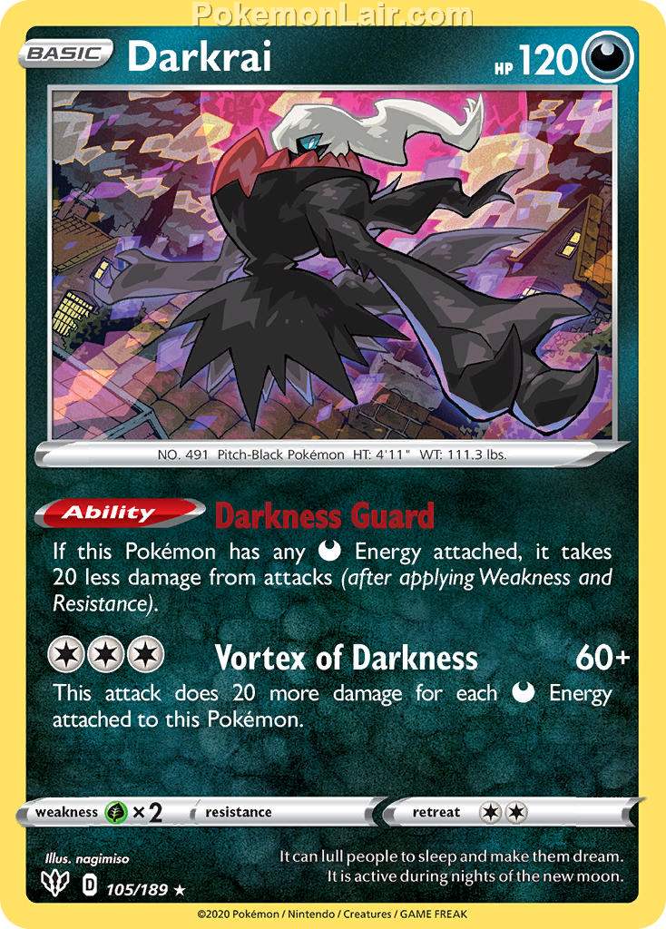 2020 Pokemon Trading Card Game Sword Shield – Darkness Ablaze Price List – 105 Darkrai