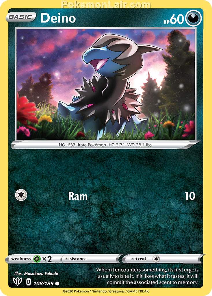 2020 Pokemon Trading Card Game Sword Shield – Darkness Ablaze Price List – 108 Deino