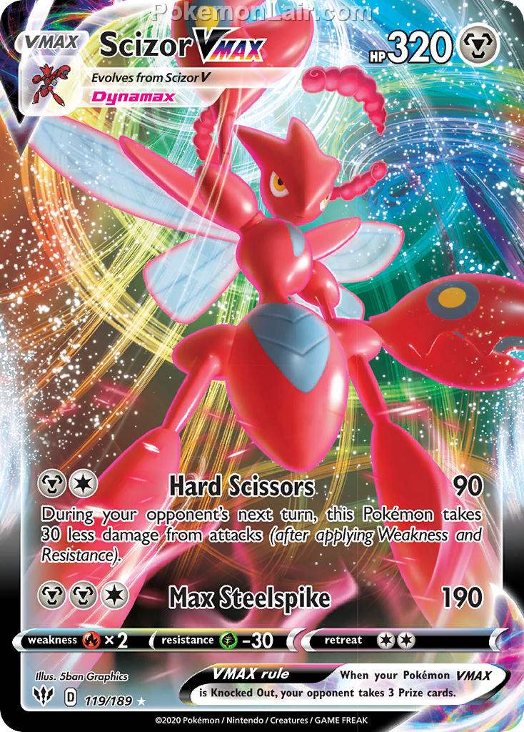 2020 Pokemon Trading Card Game Sword Shield – Darkness Ablaze Price List – 119 Scizor VMAX