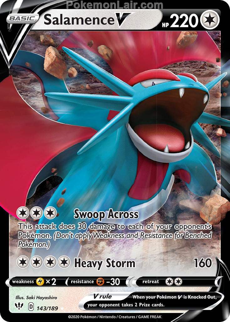 2020 Pokemon Trading Card Game Sword Shield – Darkness Ablaze Price List – 143 Salamence V