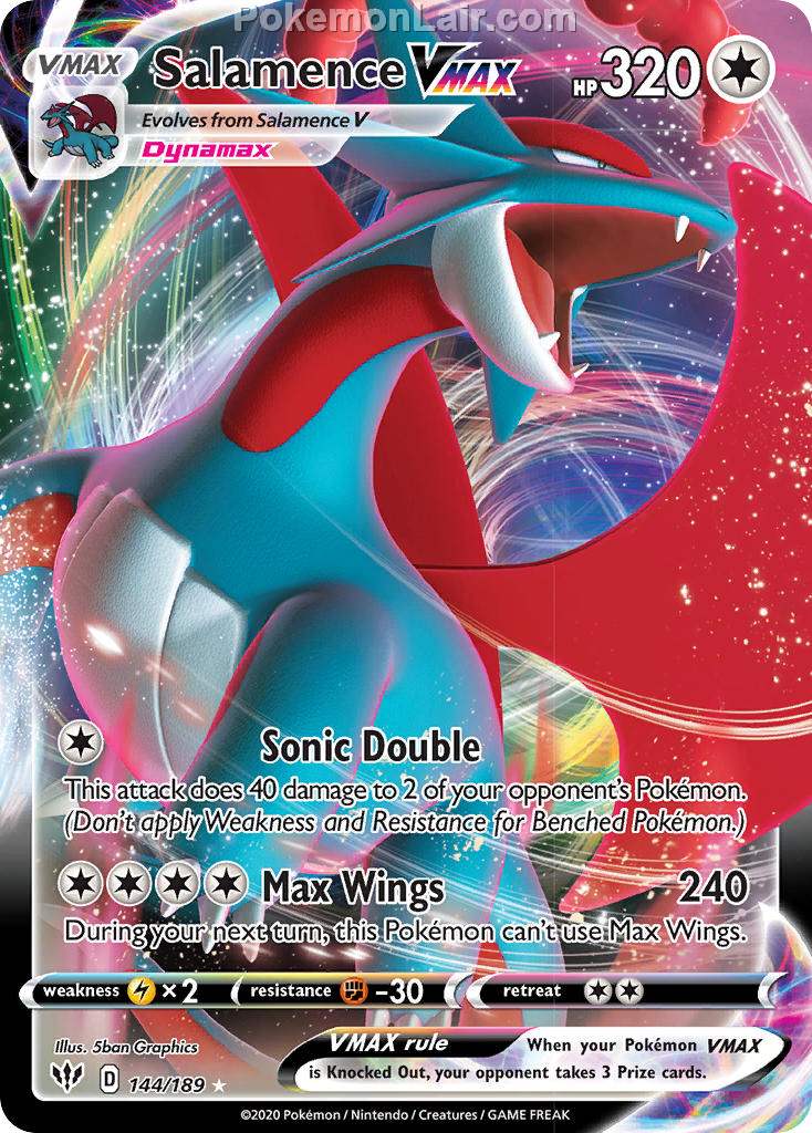 2020 Pokemon Trading Card Game Sword Shield – Darkness Ablaze Price List – 144 Salamence VMAX