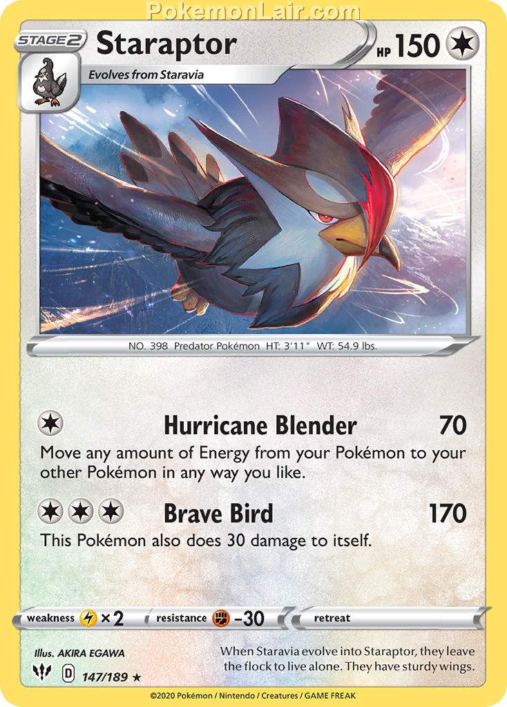 2020 Pokemon Trading Card Game Sword Shield – Darkness Ablaze Price List – 147 Staraptor