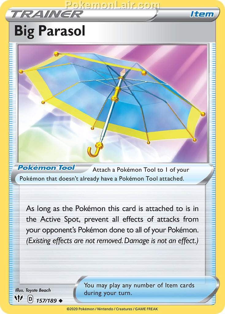 2020 Pokemon Trading Card Game Sword Shield – Darkness Ablaze Price List – 157 Big Parasol