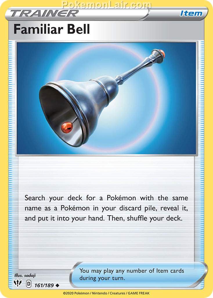 2020 Pokemon Trading Card Game Sword Shield – Darkness Ablaze Price List – 161 Familiar Bell