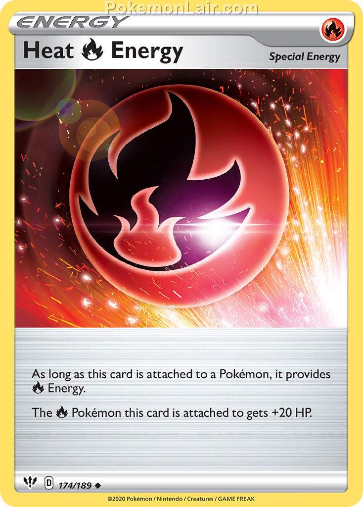 2020 Pokemon Trading Card Game Sword Shield – Darkness Ablaze Price List – 174 Heat R Energy
