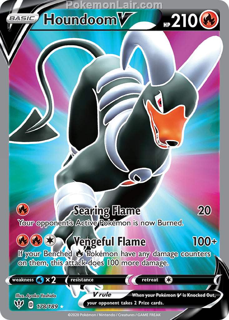 2020 Pokemon Trading Card Game Sword Shield – Darkness Ablaze Price List – 178 Houndoom V