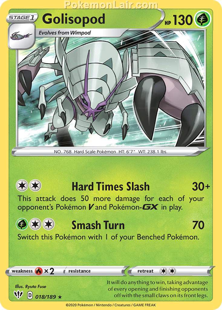 2020 Pokemon Trading Card Game Sword Shield – Darkness Ablaze Price List – 18 Golisopod